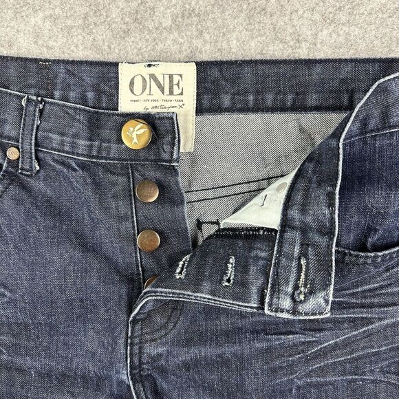 One Teaspoon Jean Shorts Womens 26 Bandits Relaxed Long Rise Button Fly Twisted - Picture 2 of 13